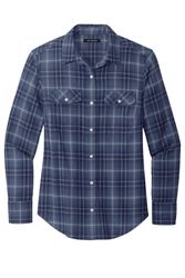 Image of Port Authority Women's Long Sleeve Ombre Plaid Shirt LW672