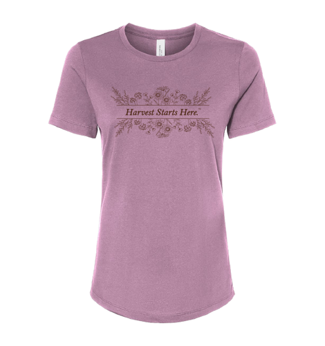 BELLA+CANVAS Women’s Relaxed Jersey Short Sleeve Tee "Harvest Starts Here" image thumbnail
