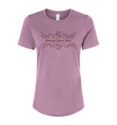 Image of BELLA+CANVAS Women’s Relaxed Jersey Short Sleeve Tee "Harvest Starts Here"