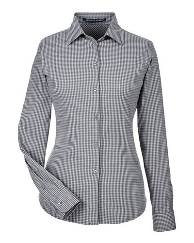 Women's CrownLux Performance® Tonal Mini Check Woven Dress Shirt - DG535W image thumbnail