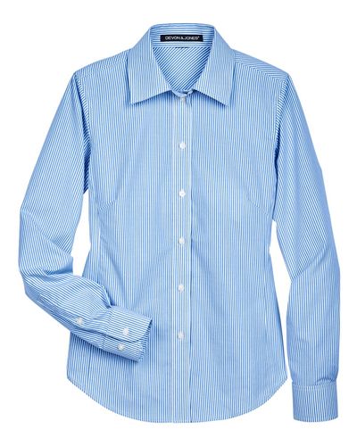 Women's Crown Collection® Banker Stripe Woven Dress Shirt - D645W image thumbnail
