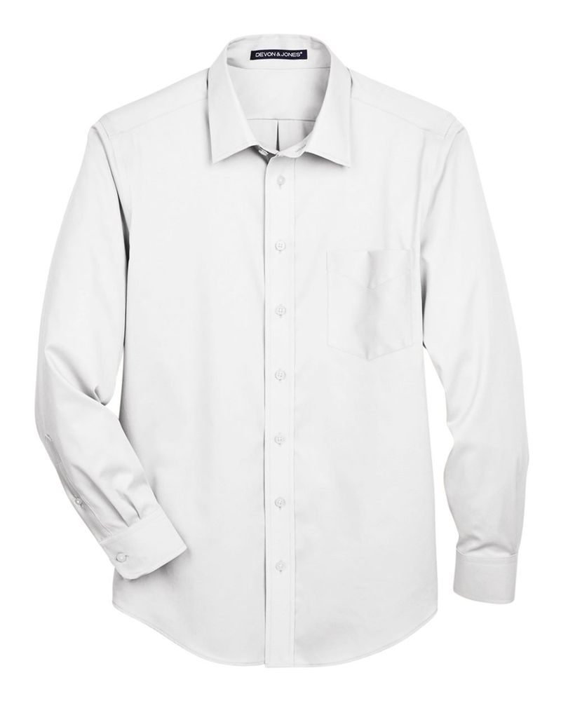 Men's Tall Crown Collection® Solid Stretch Twill Woven Dress Shirt - DG530T primary image