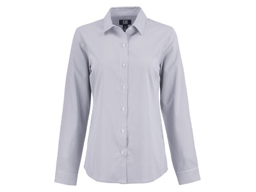 Cutter & Buck Skyline Epic Confidence Recycled Pinstripe Womens Long Sleeve Dress Shirt image thumbnail