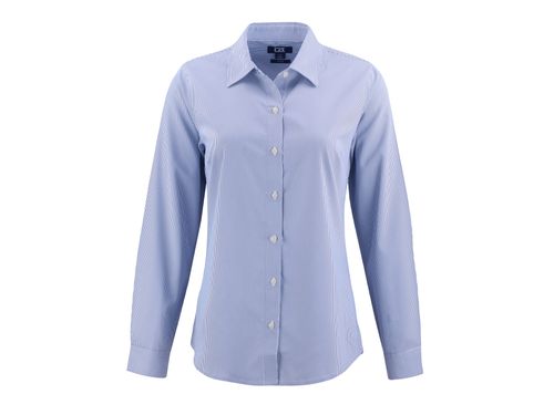 Cutter & Buck Skyline Epic Confidence Recycled Pinstripe Womens Long Sleeve Dress Shirt image thumbnail