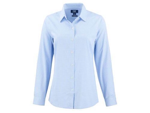 Cutter & Buck Skyline Epic Confidence Recycled Gingham Womens Long Sleeve Dress Shirt image thumbnail