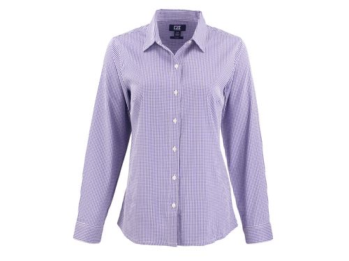 Cutter & Buck Skyline Epic Confidence Recycled Gingham Womens Long Sleeve Dress Shirt image thumbnail