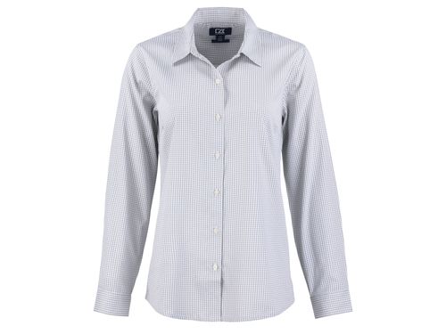 Cutter & Buck Skyline Epic Confidence Recycled Gingham Womens Long Sleeve Dress Shirt image thumbnail