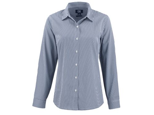 Cutter & Buck Skyline Epic Confidence Recycled Gingham Womens Long Sleeve Dress Shirt image thumbnail