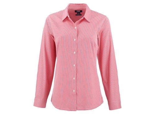 Cutter & Buck Skyline Epic Confidence Recycled Gingham Womens Long Sleeve Dress Shirt image thumbnail