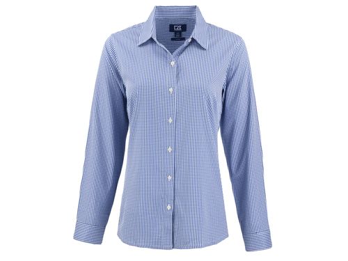 Cutter & Buck Skyline Epic Confidence Recycled Gingham Womens Long Sleeve Dress Shirt image thumbnail