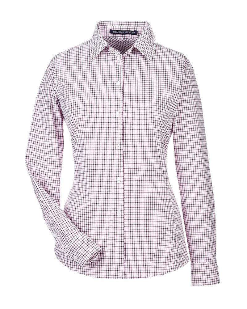 CrownLux Performance™ Ladies' Micro Windowpane Shirt primary image