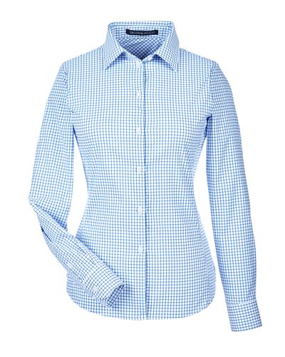 CrownLux Performance™ Ladies' Micro Windowpane Shirt image thumbnail