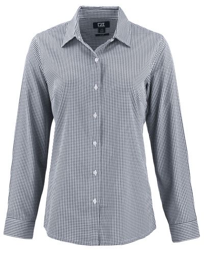 Cutter & Buck Skyline Epic Confidence Recycled Gingham Womens Long Sleeve Dress Shirt image thumbnail