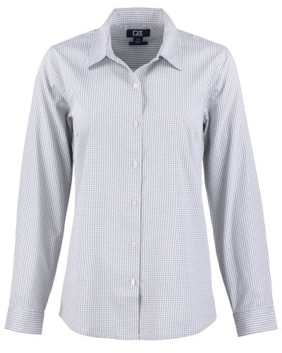 Cutter & Buck Skyline Epic Confidence Recycled Gingham Womens Long Sleeve Dress Shirt image thumbnail
