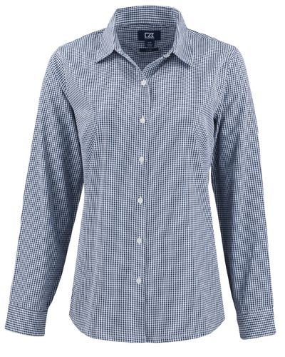 Cutter & Buck Skyline Epic Confidence Recycled Gingham Womens Long Sleeve Dress Shirt image thumbnail