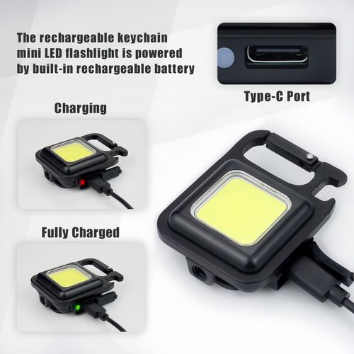 Land Pride Mini Rechargeable COB Flashlight Keychain image thumbnail