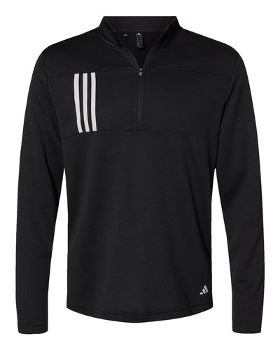 SLA-Adidas Men's 3-Stripe Double-Knit 1/4 Zip Pullover - A482 - Grey image thumbnail
