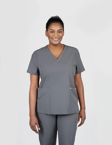 Iris Five-Pocket Women's Charcoal Scrub Top image thumbnail