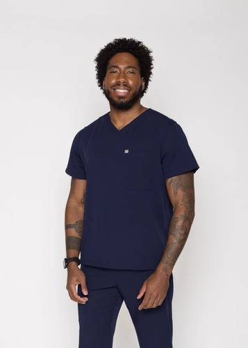 Paris One-Pocket Men's Royal Blue Scrub Top image thumbnail