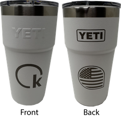 Image of Yeti 16 oz Rambler with KS logo + Flag logo