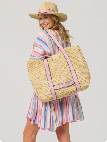 Dorian Beach Tote and Hat Set in Pink image thumbnail