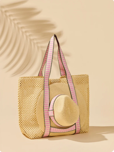 Dorian Beach Tote and Hat Set in Pink image thumbnail