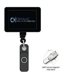 Image of Jumbo Rectangle Retractable Badge Reel W/ Alligator Clip PolyDome
