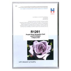 Image of Purple Rose Sympathy Cards - 25/Pk