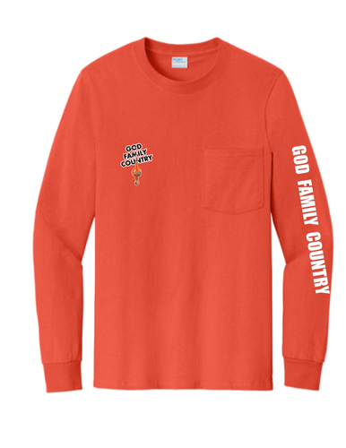 You Lift Bro? - Orange Long Sleeve Pocket Tee  image thumbnail