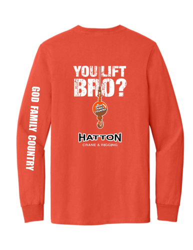You Lift Bro? - Orange Long Sleeve Pocket Tee  image thumbnail