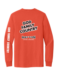 Image of God Family Country - Orange Long Sleeve Pocket Tee
