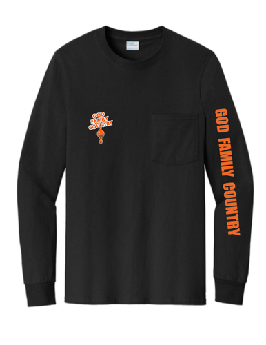 God Family Country - Black Long Sleeve Pocket Tee image thumbnail