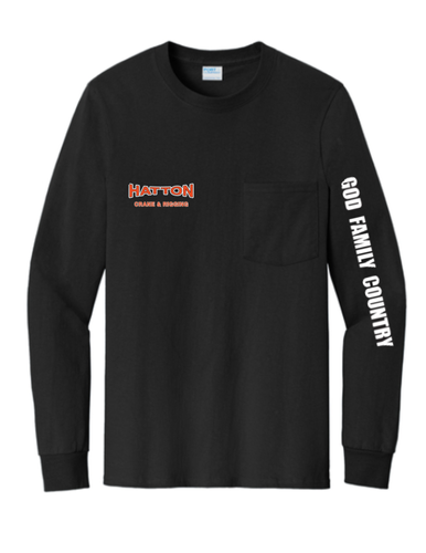 Hatton 6400 - Black Long Sleeve Pocket Tee  image thumbnail