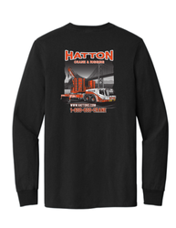 Image of Hatton 6400 - Black Long Sleeve Pocket Tee 