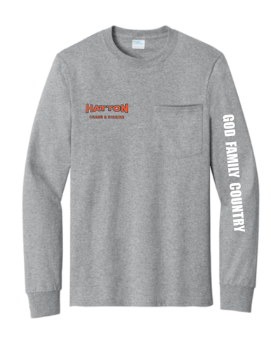 Hatton 6400 - Grey Long Sleeve Pocket Tee image thumbnail