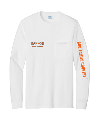 Hatton 6400 - White Long Sleeve Pocket Tee  image thumbnail