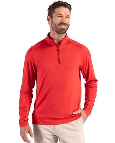 Cutter & Buck Coastline Recycled Double Peached Mens Quarter Zip Pullover image thumbnail