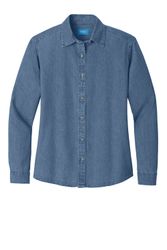 Image of Port & Company - Ladies Long Sleeve Value Denim Shirt. LSP10