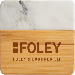 Image of Marble and Bamboo Coaster Set