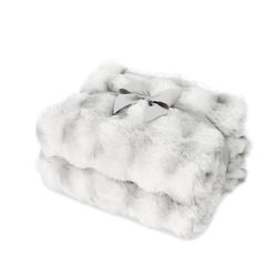 Image of Ruched Faux Fur Recycled Polyester Blanket