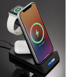 Image of TriCharged 3-in-1 15W Wireless Charging Stand