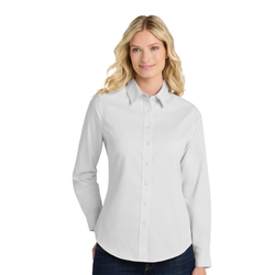 Image of Ladies Long Sleeve Oxford – White