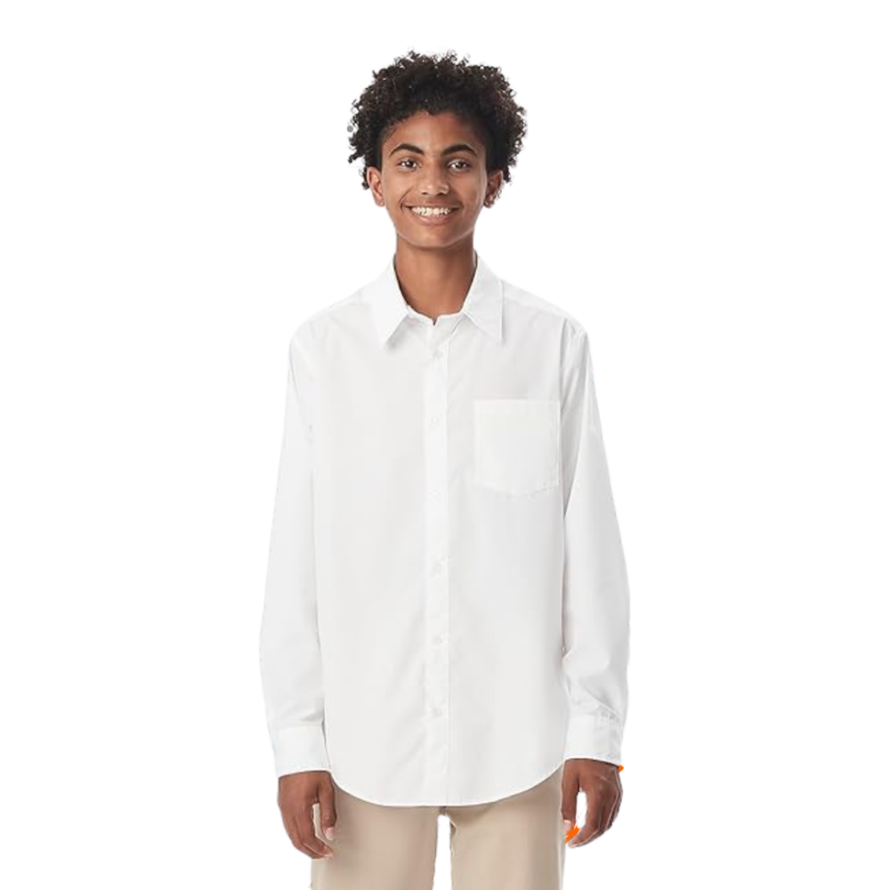 Boys Long Sleeve Oxford – White - HUSKY primary image