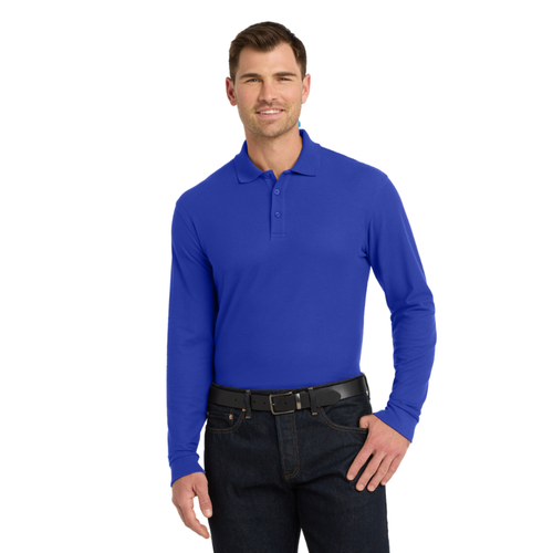 Unisex Long Sleeve Polo – True Royal image thumbnail