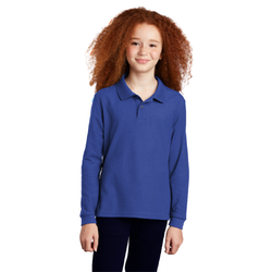 Image of Girls Youth Long Sleeve Polo – Royal Blue