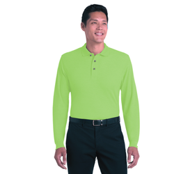 Image of Mens Long Sleeve Polo – Lime 