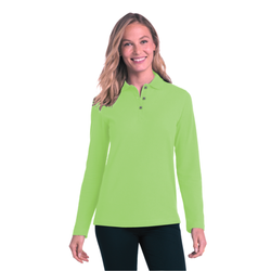 Image of Ladies Long Sleeve Polo – Lime 