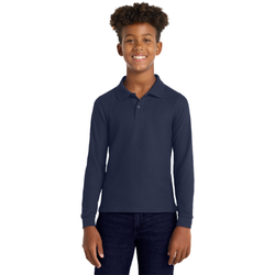 Image of Boys Youth Long Sleeve Polo – Navy