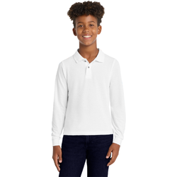 Image of Boys Youth Long Sleeve Polo – White