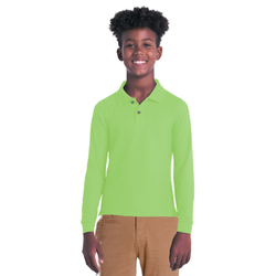 Image of Boys Youth Long Sleeve Polo – Lime 